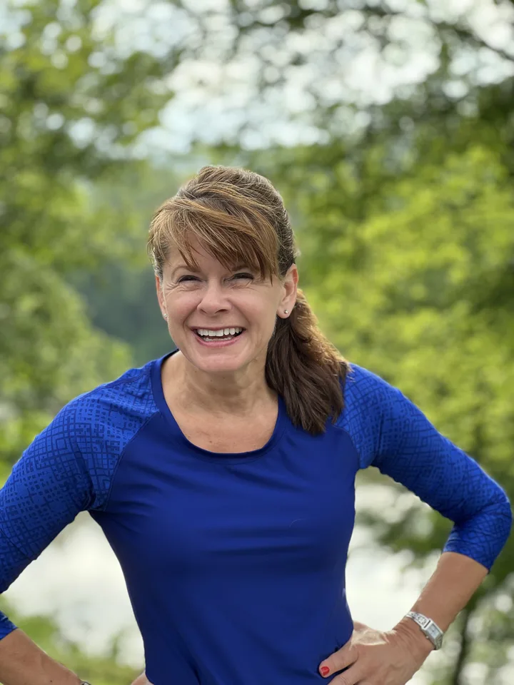 Gretchen, certified senior fitness instructor specializing in low-impact online workouts for adults 50+, and founder of BoomZoom Fit